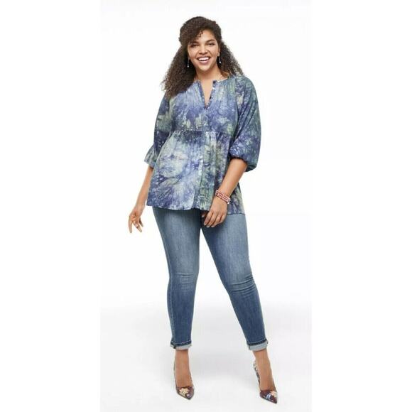 CAbi Tops - CAbi Woodstock Tie Dye Top Size M #5714 Blue Green‎ Unique NWOT $109